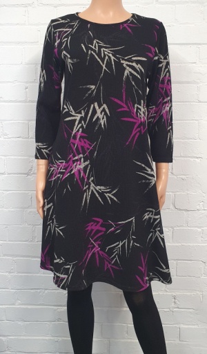 Claudia C Black And Purple Leaf Print Dress